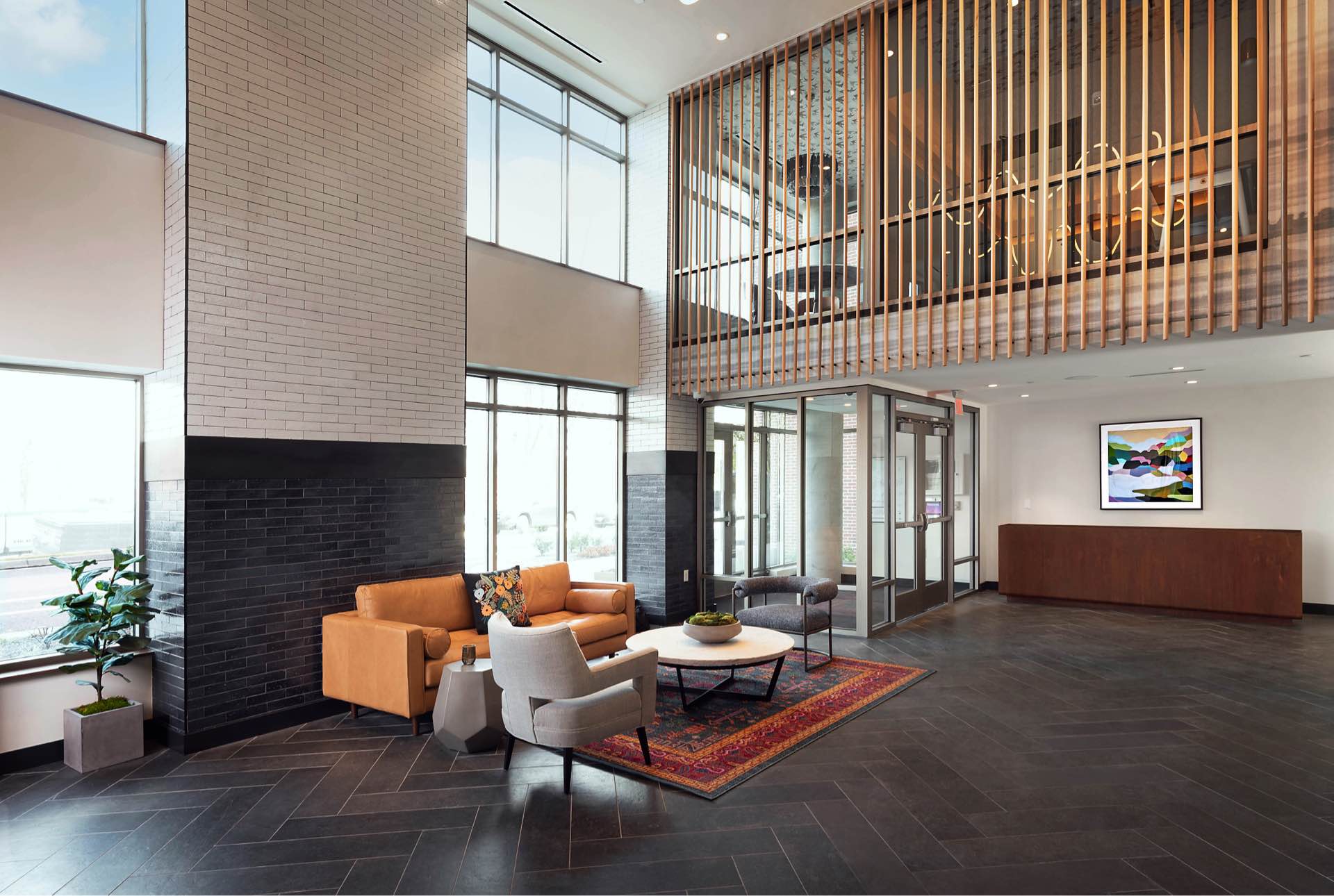Faraday Park East amenities include a sophisticated lobby entrance with designer fixtures